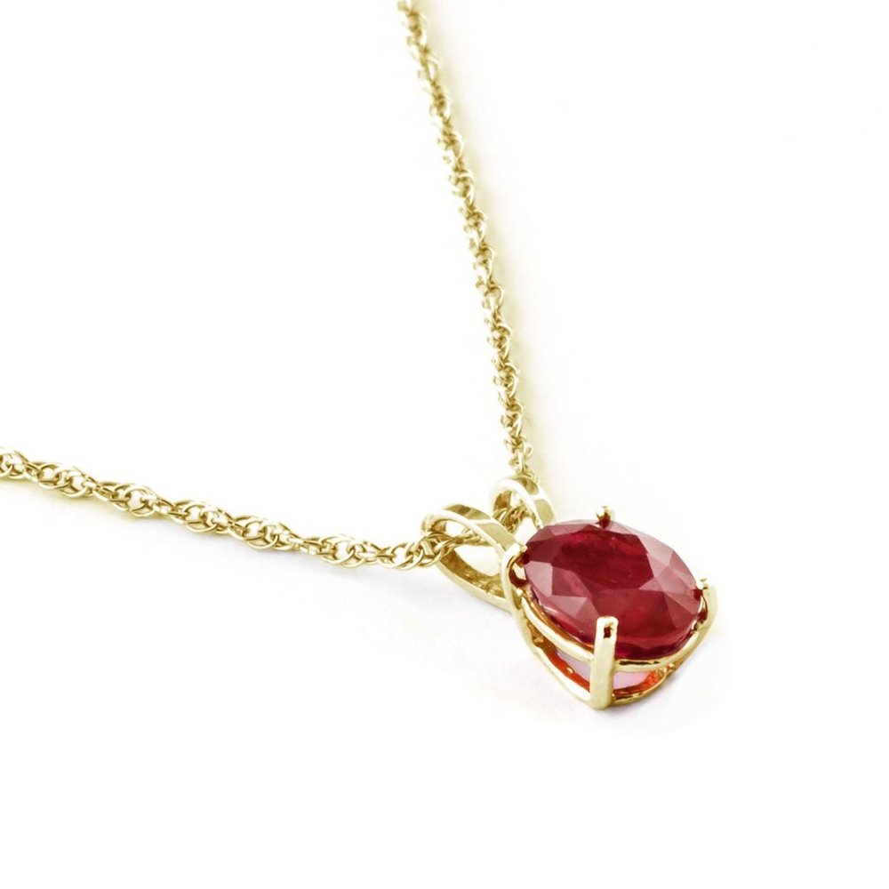 14K. SOLID GOLD NECKLACE WITH NATURAL RUBY - Picture 1 of 9